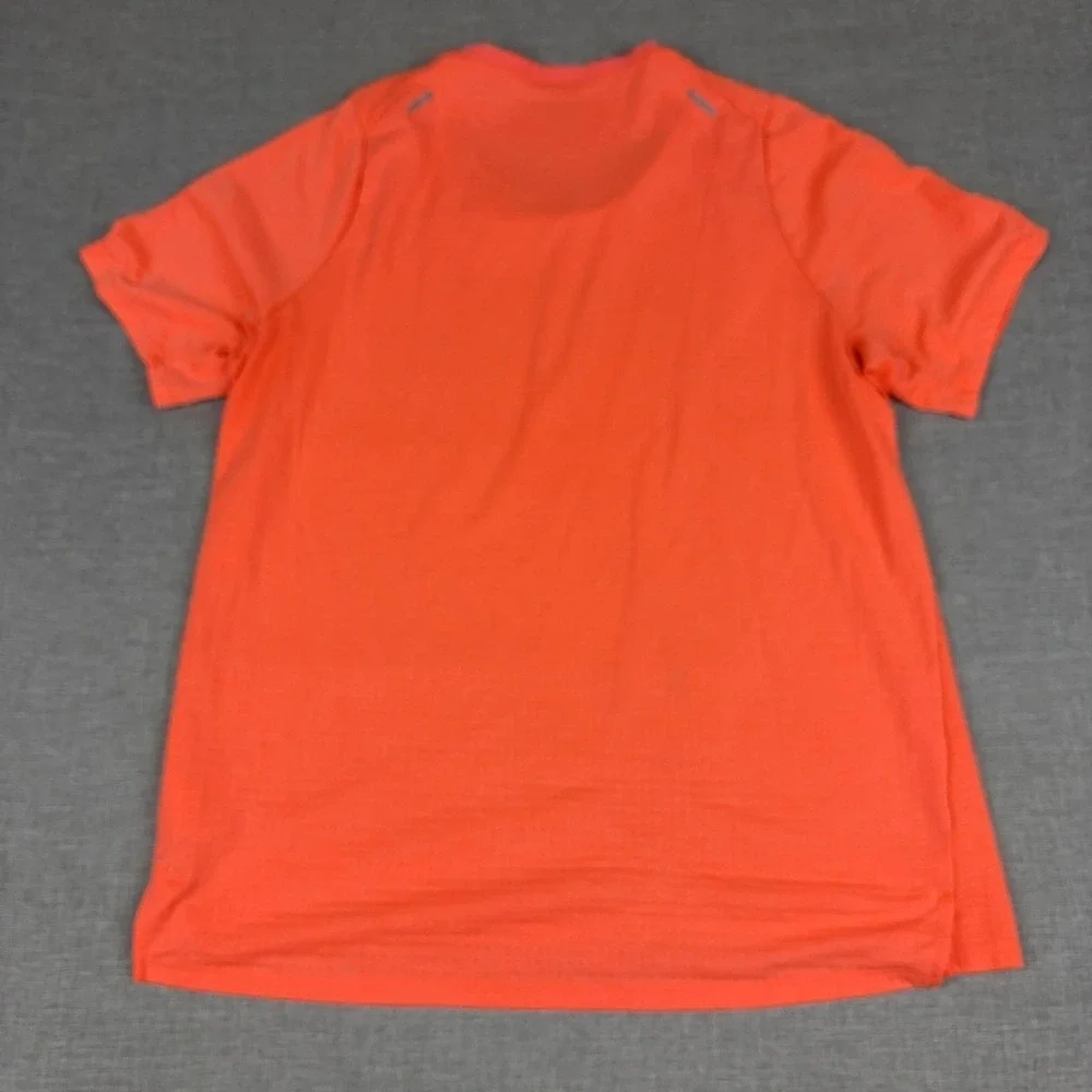 Nike Dri-FIT Shirt Mens Large Orange Short Sleeve Mesh Running Reflective